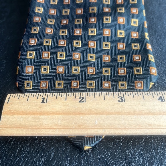 Ferrell Reed Black, Gold & Rust Silk Tie - Picture 3 of 5